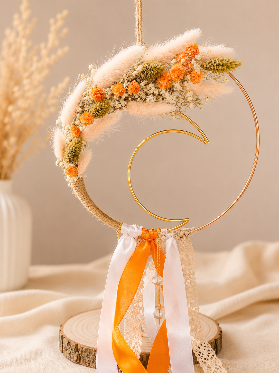 Attrape-cœur floral - Orange & Crème