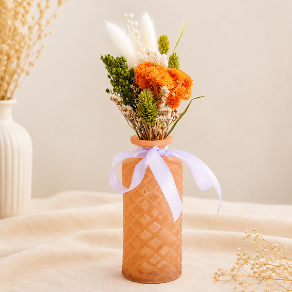 Vase décoratif en fleurs séchées – Terracotta